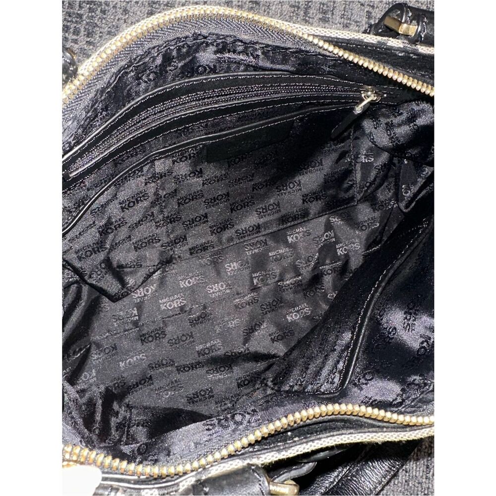 Michael Kors Large Zip Crossbody Bag with Top Handle Black canvas Monogram - Picture 8 of 10